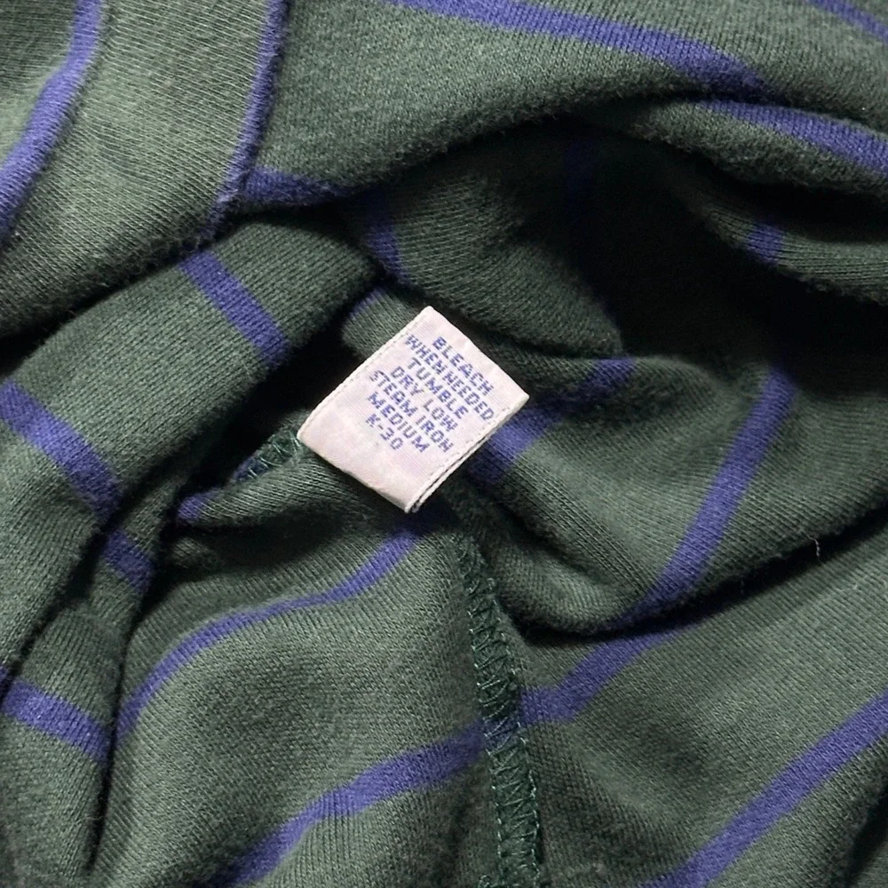 VTG Polo Ralph Lauren Mens Large Green Blue Pin Striped Short Sleeve Golf Shirt